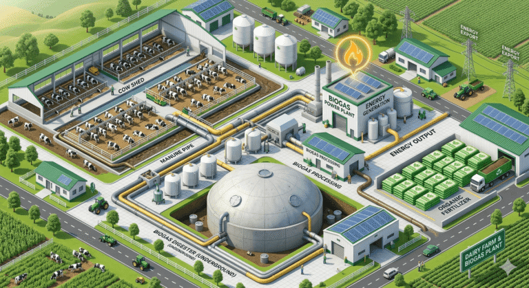 commercial biogas plant from cattle farm waste